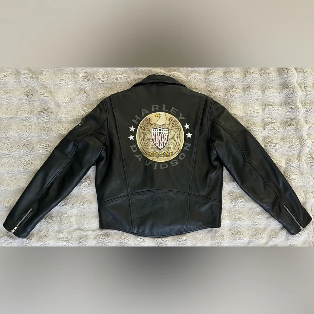Harley-Davidson USA Made Leather Jacket Eagle Graphic Sturgis 44